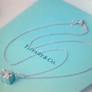Tiffany & Co Silver Necklace with Blue Gift Box Pendant